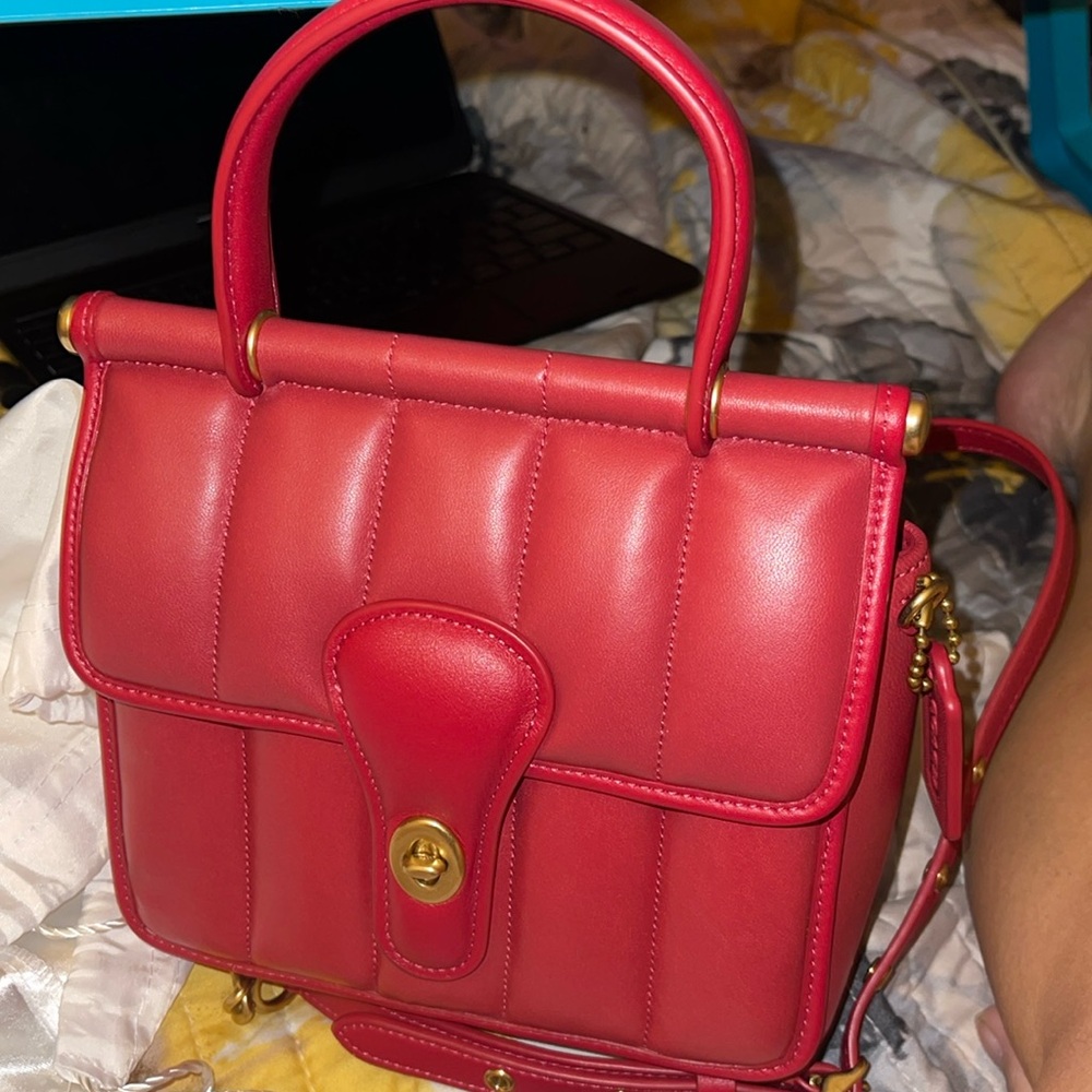 Coach Quilted Leather Willis 18 in Red
